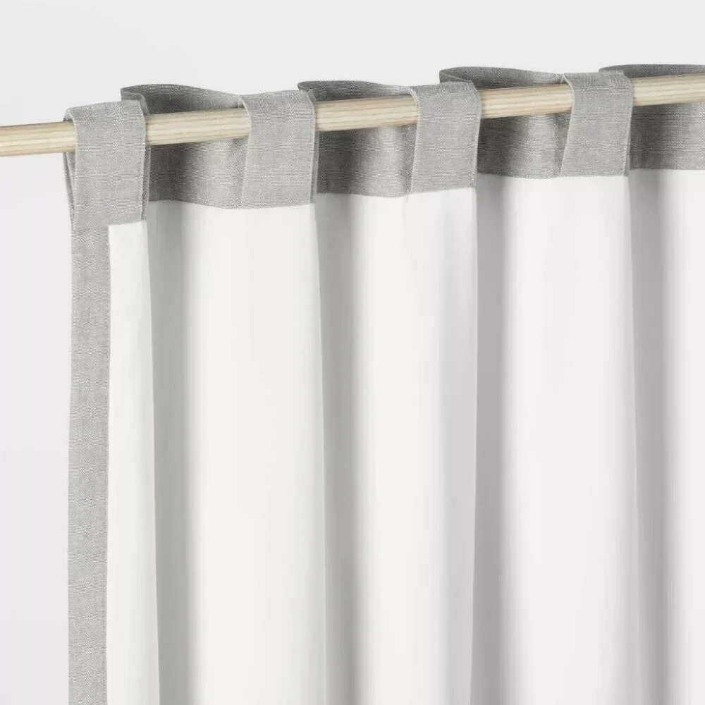 Pillowfort Heather Gray Chambray Cotton Blackout Curtain Panel 42